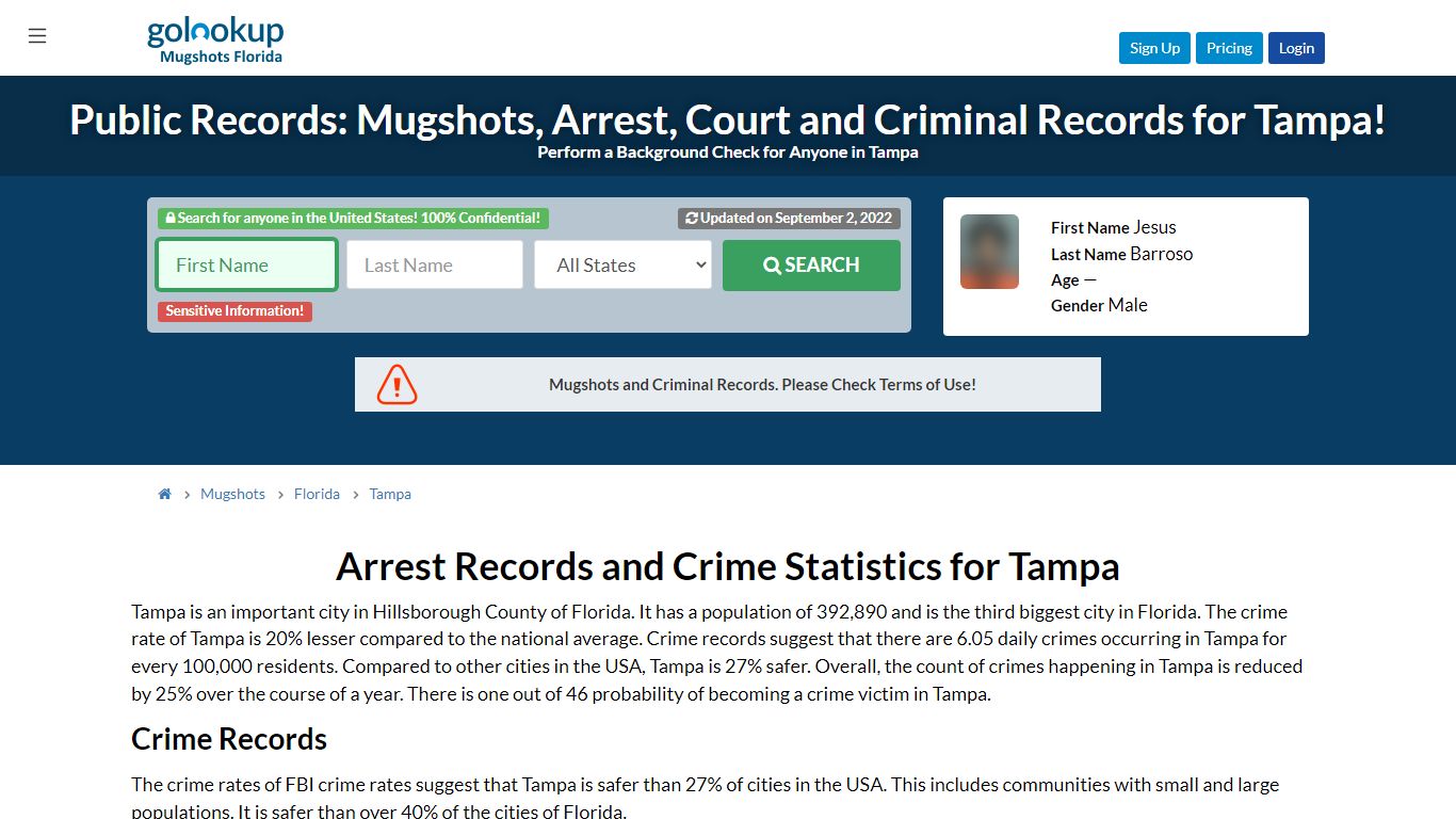 Mugshots Tampa, Arrest Records Tampa - GoLookUp